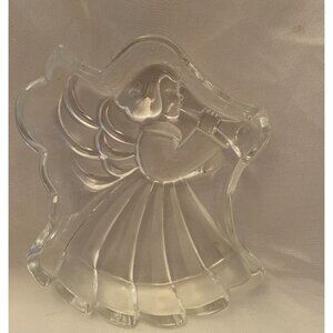 Christmas Glass Angel‎ Mikasa Heavy Herald candy nut dish Clear Frosted Panels